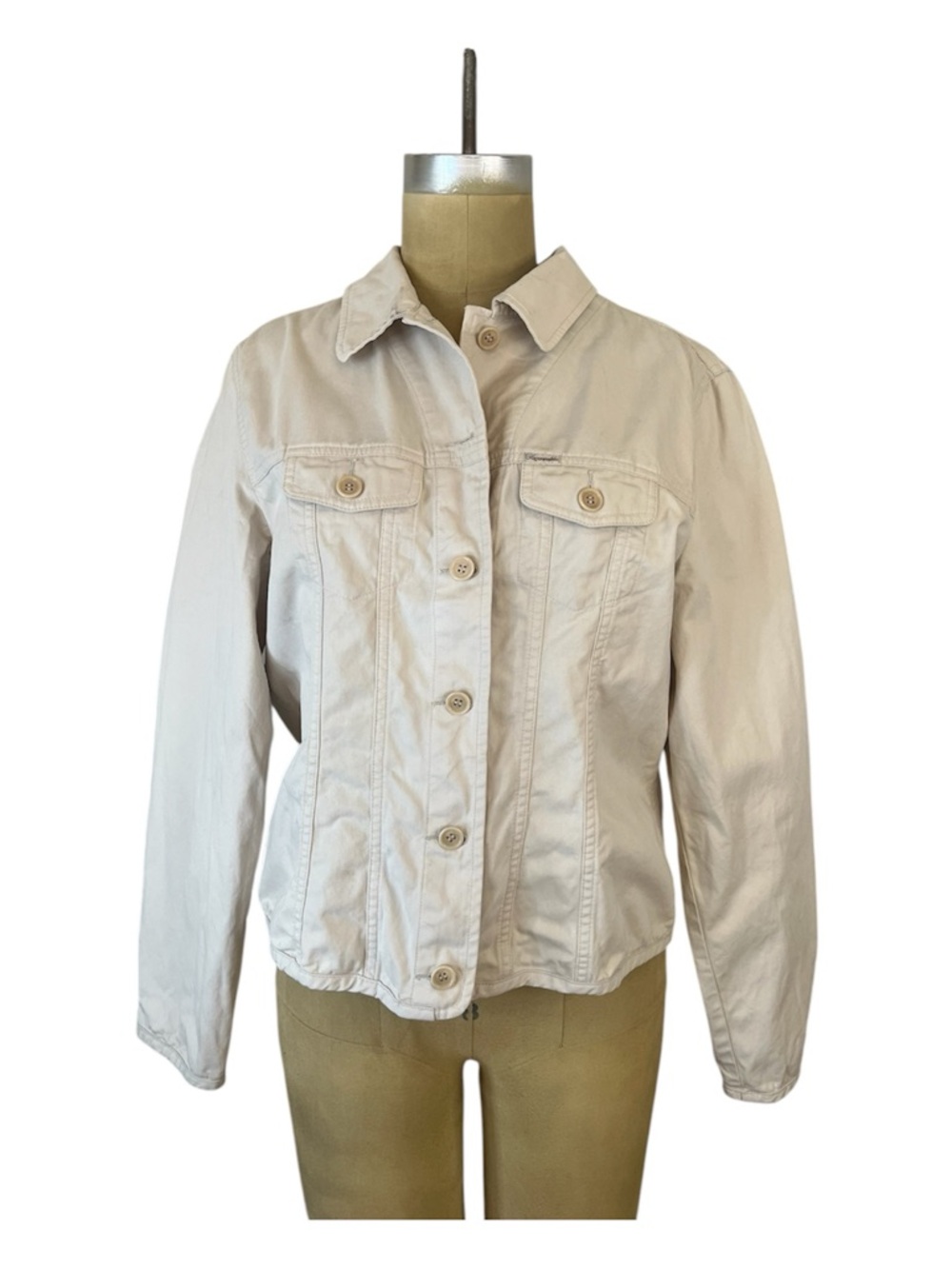 Faconnable Beige Cotton Trucker Jean Jacket with Button Front